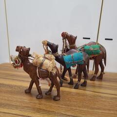 木彫　馬　3体セットの画像