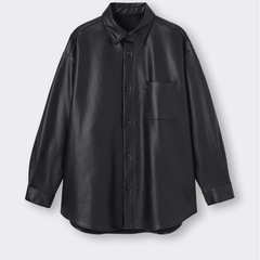 フェイクレザーオーバーサイズシャツ　(長袖)