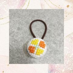 【111】＊四つ葉＊ くるみボタン　ヘアゴム