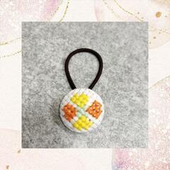 【112】＊四つ葉＊ くるみボタン　ヘアゴム