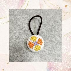 【113】＊四つ葉＊ くるみボタン　ヘアゴム