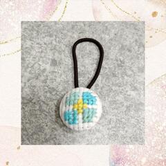 【117】＊四つ葉＊ くるみボタン　ヘアゴム