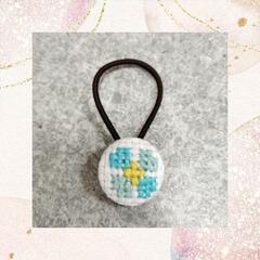 【118】＊四つ葉＊ くるみボタン　ヘアゴム