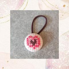 【125】＊ハート＊ くるみボタン　ヘアゴム