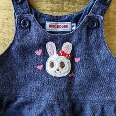 ミキハウス　ジャンパースカート　デニムスカート　うさちゃん 70−80サイズの画像
