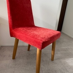 ダイニング椅子2脚（カバー緑赤）の画像