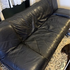 本革黒ソファーベッド
