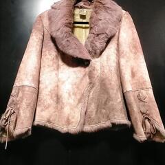 ❤くすみピンク系✨リアルファー襟❤ショートジャケット❤フェイクム...