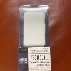 モバイルバッテリー　HD-MB5000PTWHKN  ライト付モ...
