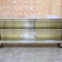 ≪zyt1832ジ≫ ステンレス製 吊戸棚 幅180cm 奥行35cm 高さ60cm ② 穴加工あり 天吊り/壁掛け/キャビネット/食器棚/調味料棚/中古厨房機器/宮城県仙台市 61220-10の画像