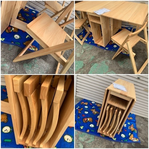 折りたたみ式 テーブル 椅子 セット B344 折りたたみ式テーブル 椅子セット 収納 木製n