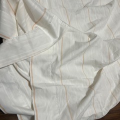 【美品】 ニトリ レースカーテン レースカフェボーダーの画像