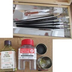【訳あり】油絵道具セット ホルベイン油絵具12色 筆6本 木製ケース 油壺 パレット ナイフ 画材 札幌市北区屯田の画像