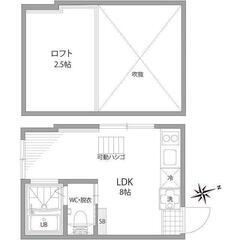【天井高約４ｍ】梅ヶ丘駅のロフト付デザイナーズアパート【３月入居】敷礼ゼロです♪ - 不動産