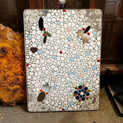 昭和レトロ ストーブ台 タイル張り 幅60cm×奥行45cm×高さ6cm 薪