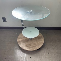 円形ガラスサイドテーブル