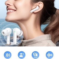 【新品未使用】① 【最新Bluetooth5.4登場】イヤホン bluetooth ワイヤレスイヤホン ブルートゥース ENCノイズキャンセリング ハンズフリー通話 防水  長時間再生 小型/軽量 iPhone/Android適用 通勤/通学/スポーツ/ゲームの画像