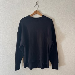 スムースコットンリラックスクルーセーター 黒　レディース L