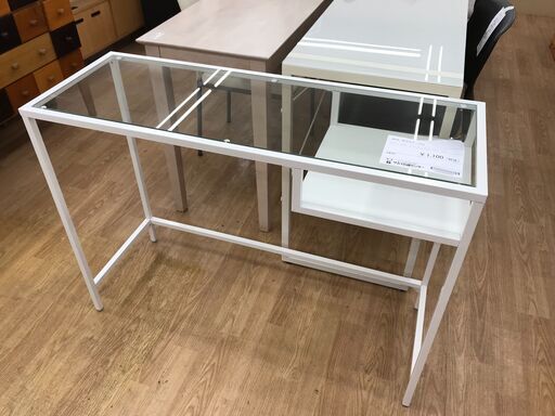★ジモティ割あり★ IKEA ガラステーブル ホワイト H74×W100×D36 クリーニング済み KJ7571