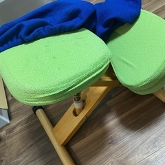 バランスチェア(本体.黄緑、カバー.青)