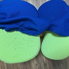 バランスチェア(本体.黄緑、カバー.青)の画像