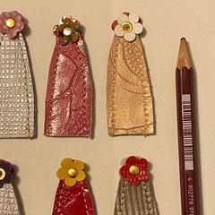 新品 未使用 本革 手作り 鉛筆キャップ 10個セット ハンドメイドの画像