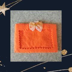 【155】フェルト ケース 名札　オレンジ 