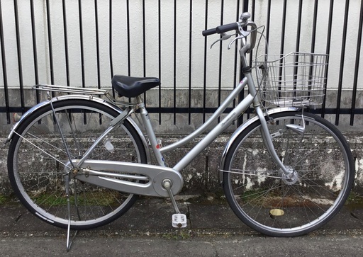 ◎シティサイクル27インチ自転車 変速なし LEDオートライト  鍵付き・シルバー