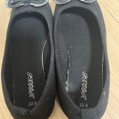 22.0センチ 布製 ローヒールペタンコパンプスの画像