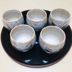 レトロ湯呑み5客&お盆セット