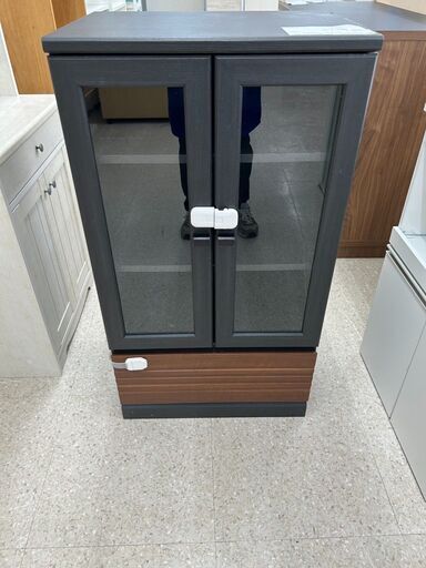★ジモティ割あり★  食器棚 黒 H103×D43×W56.5 クリーニング済み TJ10447