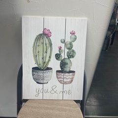 必見❗️おまけ付けました🤭木製の壁掛け絵板です❗️サボテン🌵可愛い🩷