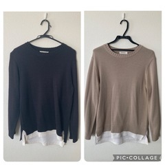 春秋　２着セット‼️ メンズ　レイヤード　セーター　ニット　サイズL