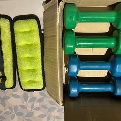 樹脂巻き鉄アレー2㌔と１キロ　腕巻きアレー１キロを２個セットで