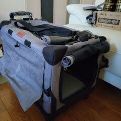 3WAYペットキャリーコンテナ・キャリーカート 耐荷重15kg (シルバグレー)の画像