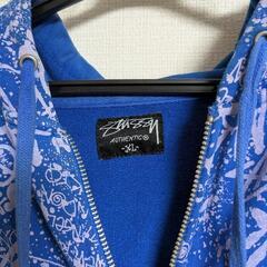 （希少）STUSSY　総柄ジップパーカー　XLサイズの画像