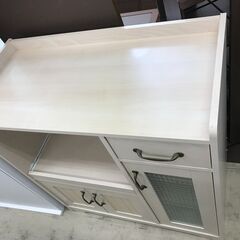 キッチンカウンター 幅80cm レンジ台 食器棚 カップボード 家具 インテリア 家具 ナチュラル 収納用品 多目的収納 食器棚 おしゃれ 北欧調クリーニング済 堺市【ジャングルジャングル石津店】の画像