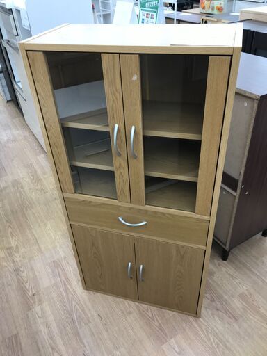 ★ジモティ割あり★  ミニ食器棚 ブラウン H120×W60×D29 クリーニング済み KJ7602