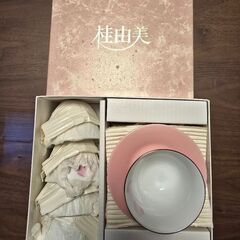 桂由美 ピンク花びら模様 湯呑茶菓5セット