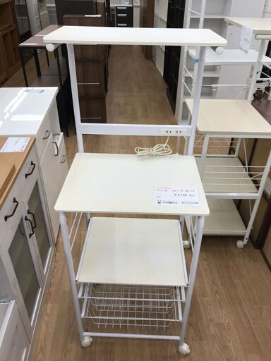 ★ジモティ割あり★  レンジ台 ホワイト H135×W50×D41 クリーニング済み KJ7604