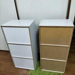 再販カラーボックス2個 引き出し付きの画像