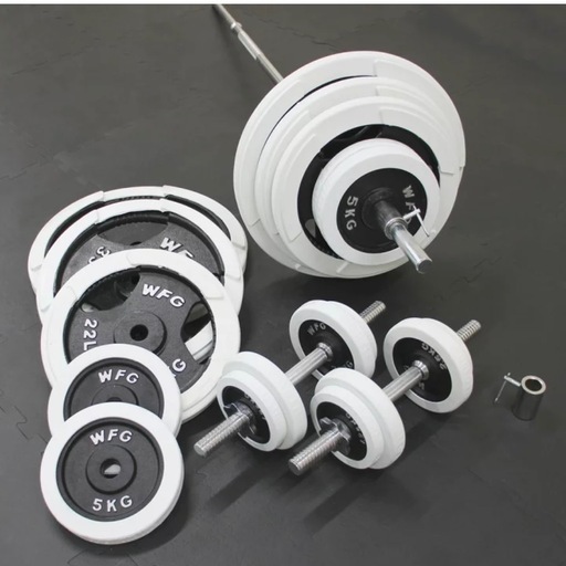 取引決定済　白ラバーバーベルセット 140キロ