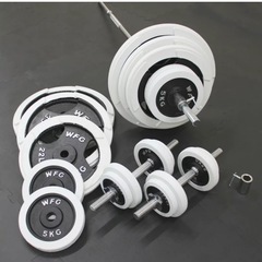 取引決定済　白ラバーバーベルセット 140キロ