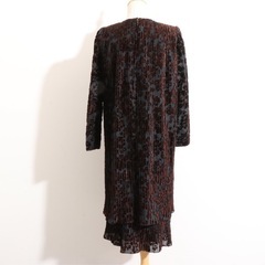 訳あり　Genet Vivien ジュネビビアン ワンピース　ロング丈　M　長袖　花柄　シアー　フレア  ブラウン 送料無料　古着の画像