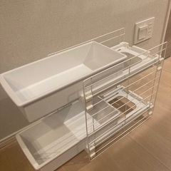 アイリスオーヤマ　シンク下　スライド式収納2段トレーの画像