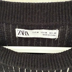 【未使用】ZARA ブラック ストライプ ニット Mサイズの画像