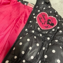 📍【受付中】80㎝　ディズニー　ミニー　中綿アウター　ジャケット　ブラック×ピンク　ドットの画像