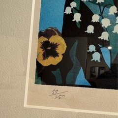 購入価格60万円　額装90cm 保証書あり【超美品】限定250 藤城清治「小さな恋」リトグラフDX 直筆サイン 版画 絵画 猫 ネコの画像