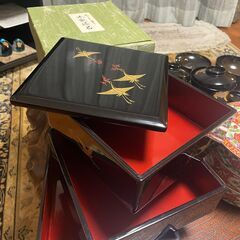 木製漆器　★★　本うるし塗り　重箱　20ｘ20ｘＨ21ｃｍ　3段　★★　の画像