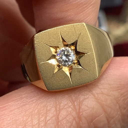 K18 印台　ダイヤモンド　リング　15.3g